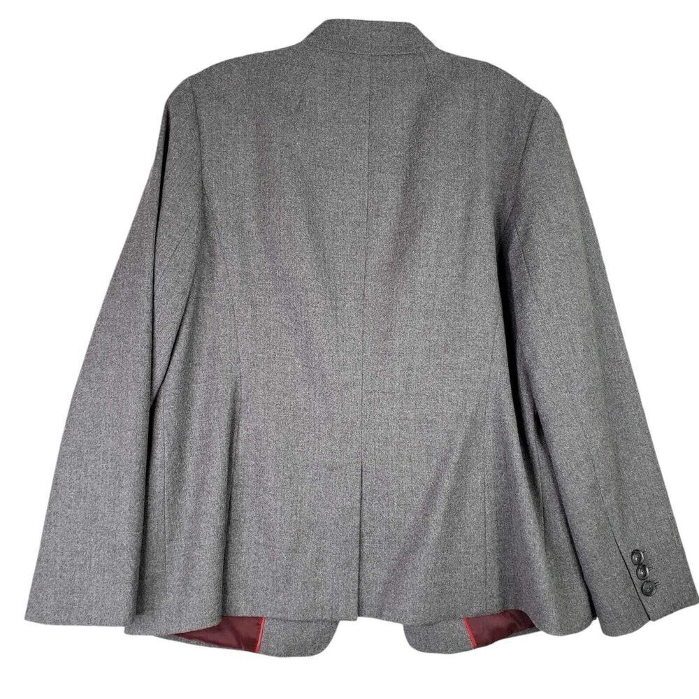 Talbots Blazer Jacket Womens Size 14 Gray One Button Wool Stretch Pockets - Picture 3 of 9